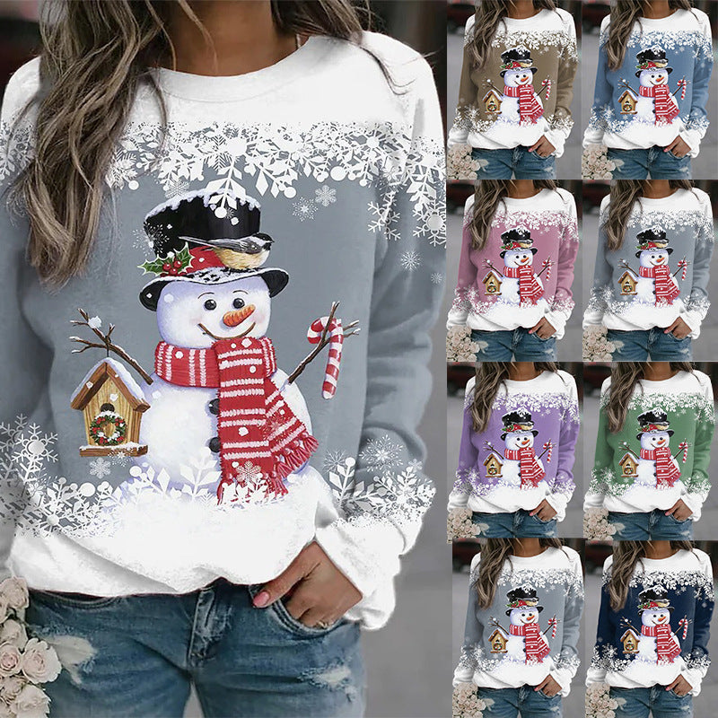 Snowman Printed Panel Loose Sweater EX-STOCK Canada 