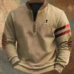 Casual 3D Digital Printing Stand Collar Men's Street Quarter Zip Sweatshirt top - EX-STOCK CANADA
