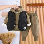 Boys' Suit Autumn Fashionable Fleece-lined Three-piece Set Baby Winter Fashionable Clothing