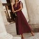 Women's Summer Maxi Dresses Elegant V Neck Ruffled Sleeves Empire Waist Pleated Flowy Wedding Guest Dress EX-STOCK