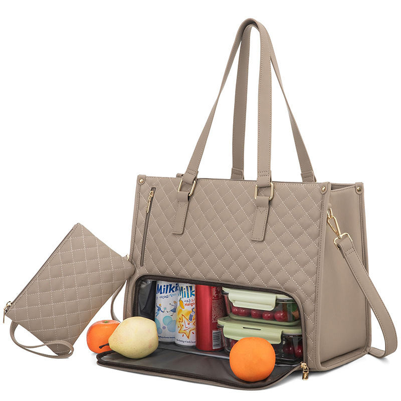 Convenient Commute New Lunch Bag Women's Insulated Lunch Box Women's Leak-proof Large Purse Diagonal Computer Storage EX-STOCK