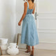 Women's sleeveless Denim Buckle Strap Midi maxi Dress - EX-STOCK CANADA