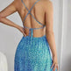 Women Fashion Printed Casual Spaghetti Strap Backless Mini Skater Dress - EX-STOCK CANADA
