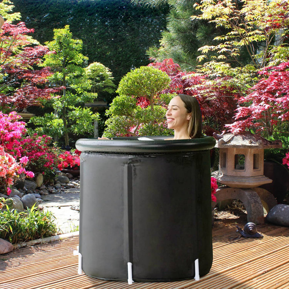 1Pc 97Gal Large Size Ice BathTub With Cover For Adults Athletes Recovery Cold Water Therapy Outdoor Portable Cold Plunge Tub 660LBS Load Capacity 33.46x33.46x29.52in EX-STOCK