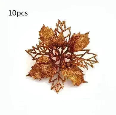 Glitter Artifical Christmas Flowers Christmas Tree Decorations For Home Fake Flowers Xmas Ornaments New Year Decor - EX-STOCK CANADA