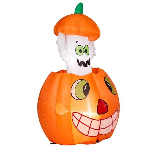 2.8 FT Halloween Inflatables Animated Pumpkin Ghost, Outdoor Decorations Blow Up Yard Decor With Built-in LEDs For Indoor Party Garden Lawn Decor EX-STOCK