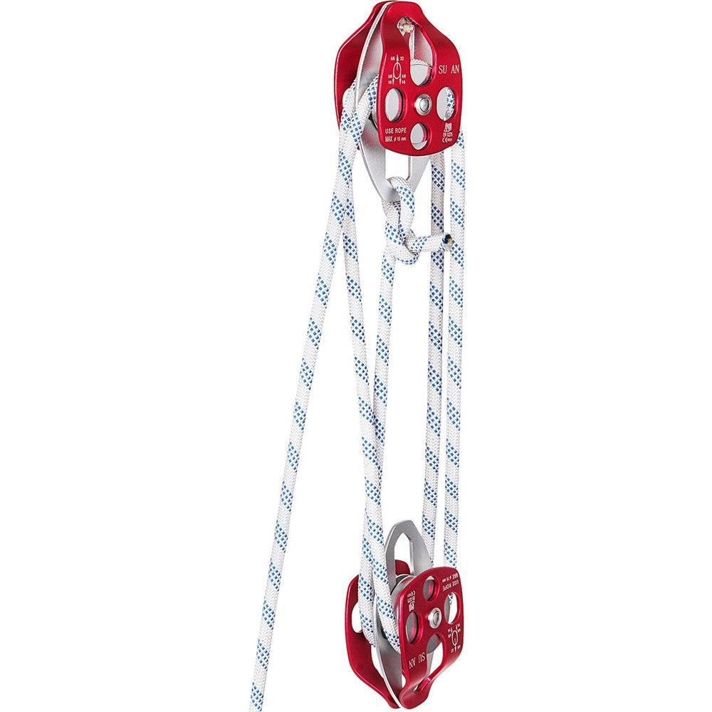 Twin Sheave Block And Tackle 1 2 X 200Ft Twin Sheave Block With Braid Rope 30-35KN 6600-7705LBS Double Pulley Rigging EX-STOCK