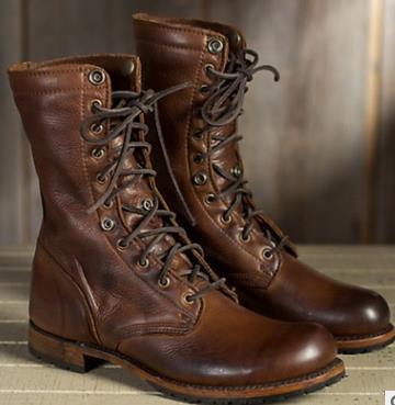 Men's & Women's Lace-Up Combat Boots | Mid-Calf Knight Boots Brown & Black