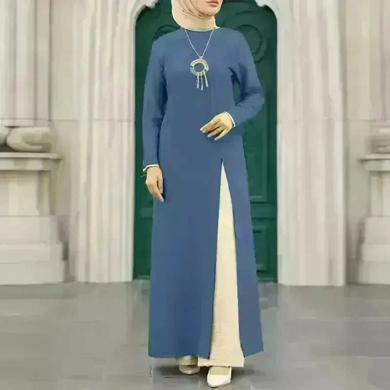 ArabWomen Plain Split Long sleeve Abaya Dress - EX-STOCK CANADA