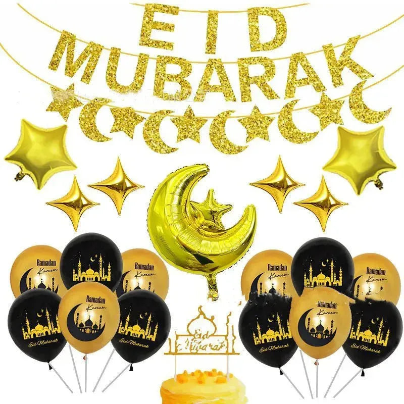 Eid Ramadan Latex Aluminum Film Balloon Combination Glitter Paper - EX-STOCK CANADA