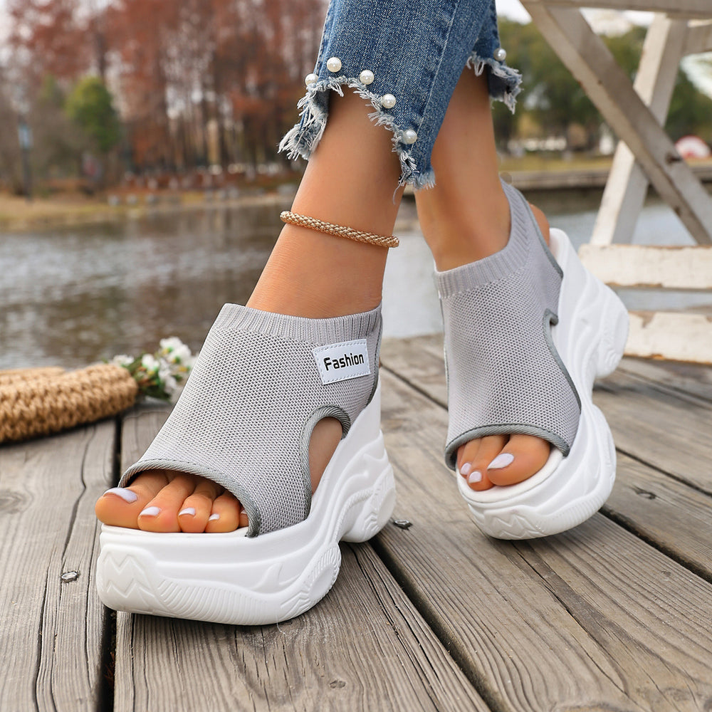 Summer Fishmouth Chunky Wedge Sandals Women's Casual Breathable Footwear Daily Shoes 