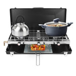 3 Burner Camping Stove 20000 BTU Portable Foldable Propane Stove With Toast Tray Windshield Portable Handle Outdoor Cooking Gas Stove For RV Camping BBQ Picnic EX-STOCK
