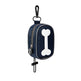 Navy blue pouch with a white bone design on a white background