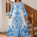 Muslim Robe Diamond Studded Bead Round Neck Dress - EX-STOCK Canada