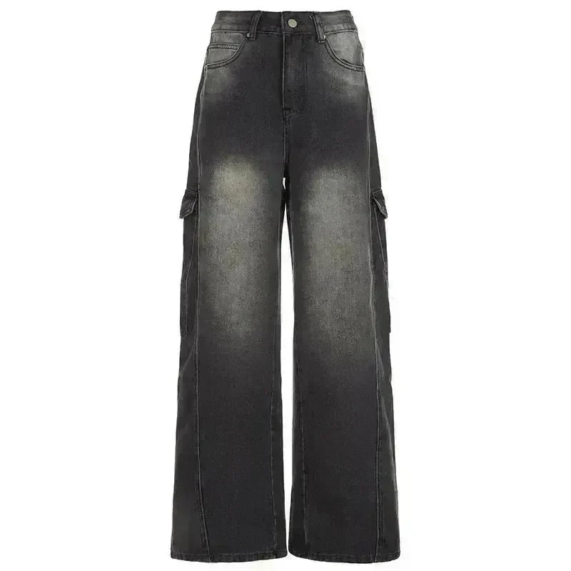 European And American Slimming High Waist Wide Legs Baggy Jeans Pant For Women - EX-STOCK CANADA