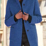 Women's New Vintage Solid Color Button-up Stand-up Collar Woolen Jacket - EX-STOCK Canada