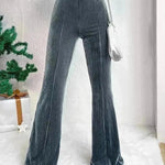 High Waist Lamp Wick Corduroy Bell-bottom Pants Wide Leg Women - EX-STOCK CANADA