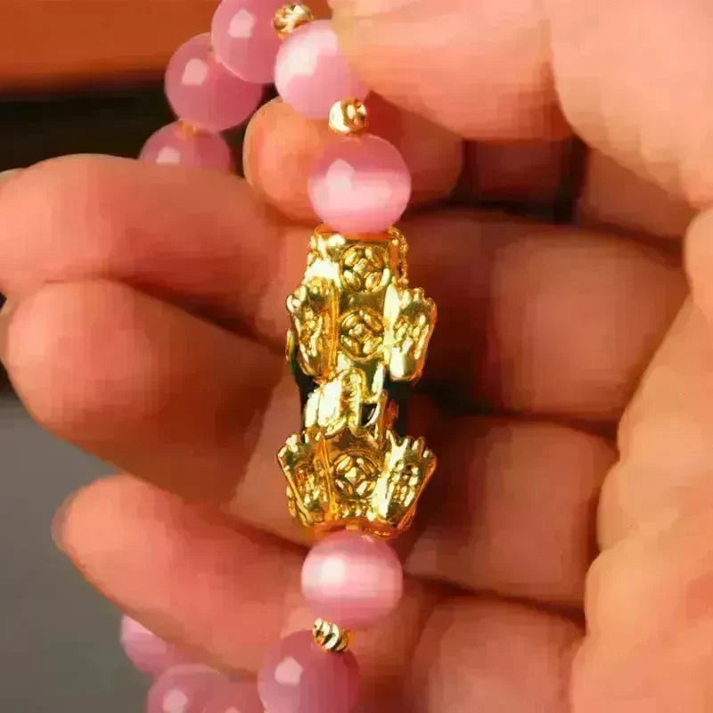 3D Gold Plated PiXiu Crystal Beaded Bracelet - EX-STOCK CANADA
