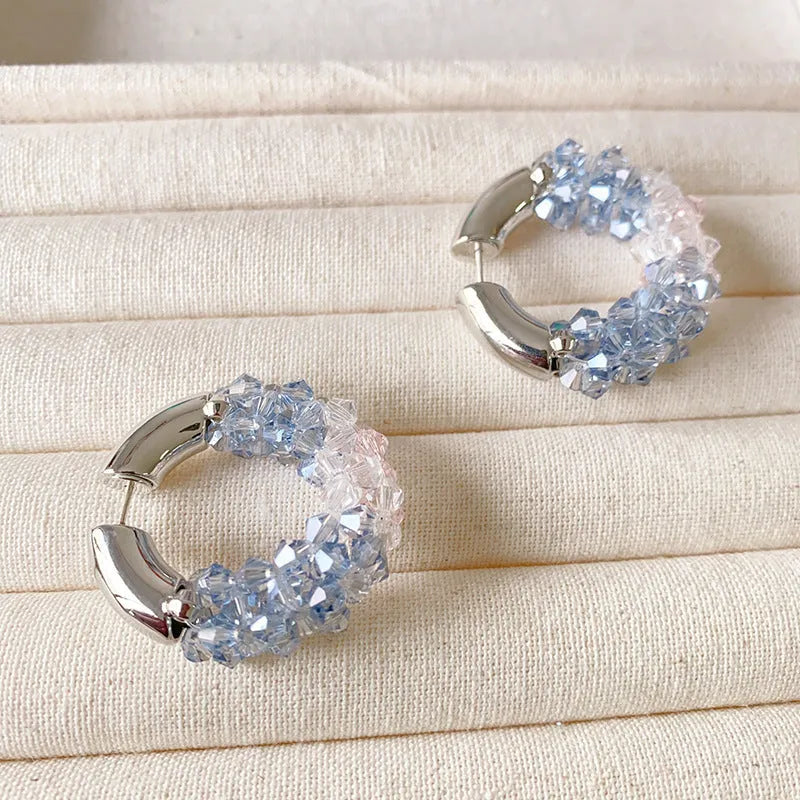 Colored Beaded Earrings Copper White Gold Plated - EX-STOCK CANADA