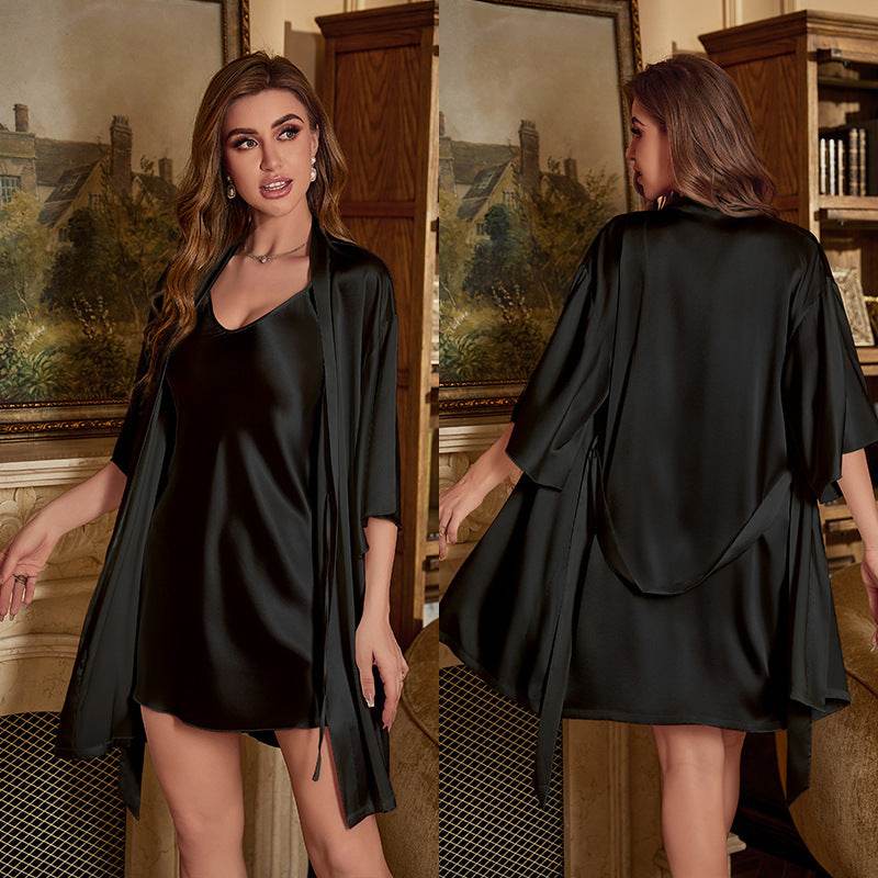 Ice Silk Pajamas For Women Summer Robe Two-piece Sling Sexy - EX-STOCK Canada