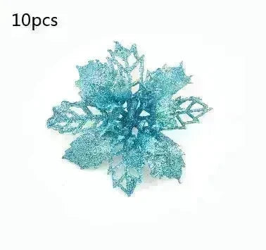 Glitter Artifical Christmas Flowers Christmas Tree Decorations For Home Fake Flowers Xmas Ornaments New Year Decor - EX-STOCK CANADA