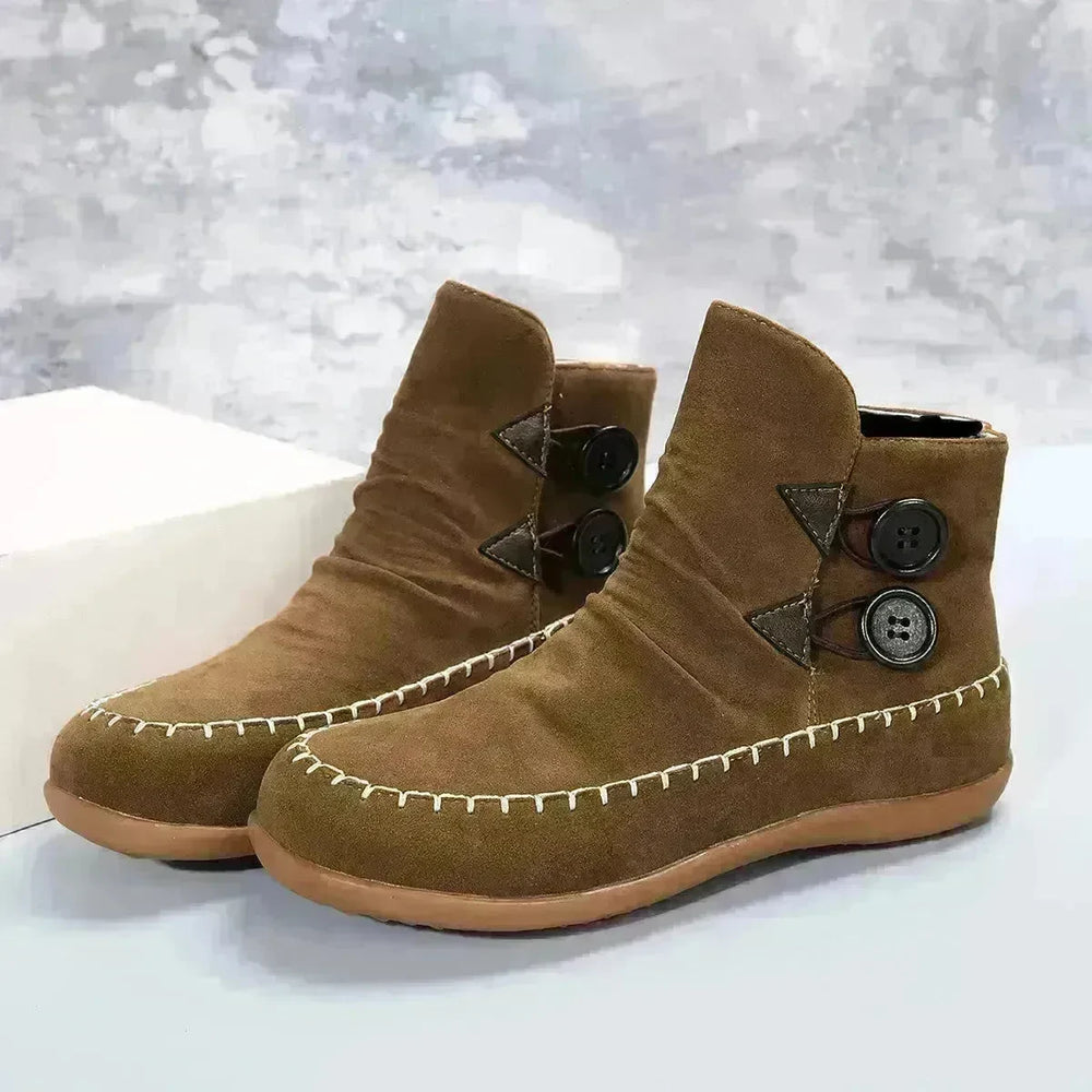 Button Design Ankle Boots For Women Autumn And Winter - EX-STOCK CANADA
