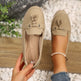 Women's Round Head Loafers Fashion Non-slip Soft Comfortable Flats Shoes 