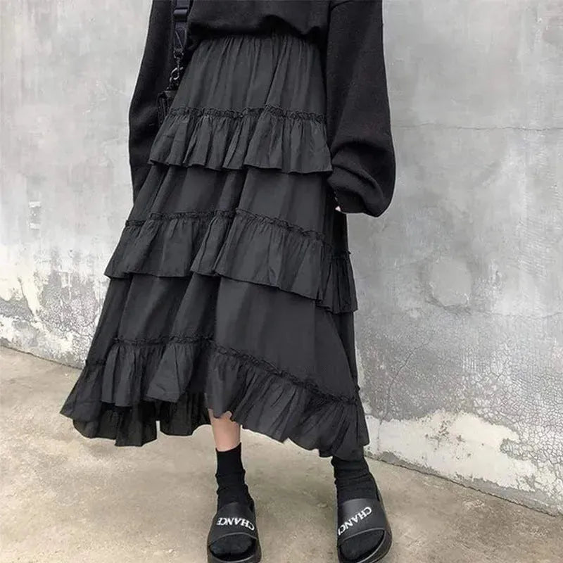 High Waist Layered Cake Skirt Irregular  MIDI Long skirt - EX-STOCK CANADA