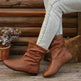 Fashion Round-toed Flat Boots Versatile Simple Slip-on Western Cowboy Boot Casual Short Shoes For Women - EX-STOCK CANADA