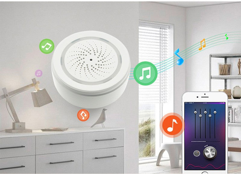 White Wireless Smart Alarm Siren with Sound & Light – USB