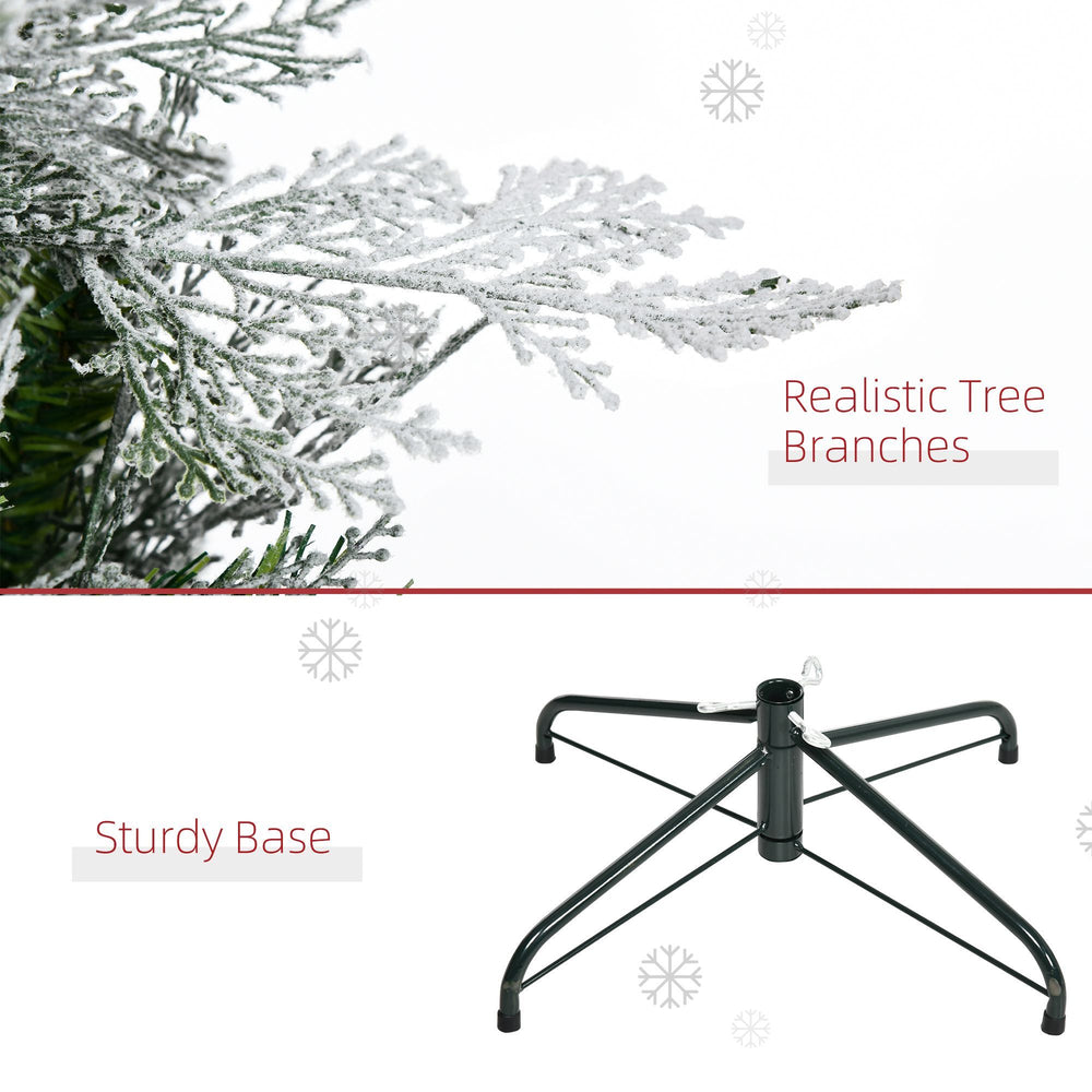 7.5 Feet Pencil Snow Flocked Artificial Christmas Tree With 880 Realistic Cypress Branches, Auto Open, Green EX-STOCK Canada 