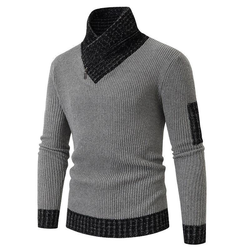 Independent Station Casual Slim Knit Pullover Long-sleeved Scarf Collar Sweater Men's EX-STOCK Canada 
