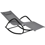 Mecedora, Tumbona de Patio de Gravedad Cero, Sillón Reclinable Exterior, Resistente al Agua y UV, Almohada para Tomar el Sol, Césped, Jardín o Piscina, GrisEX-STOCK Canada 