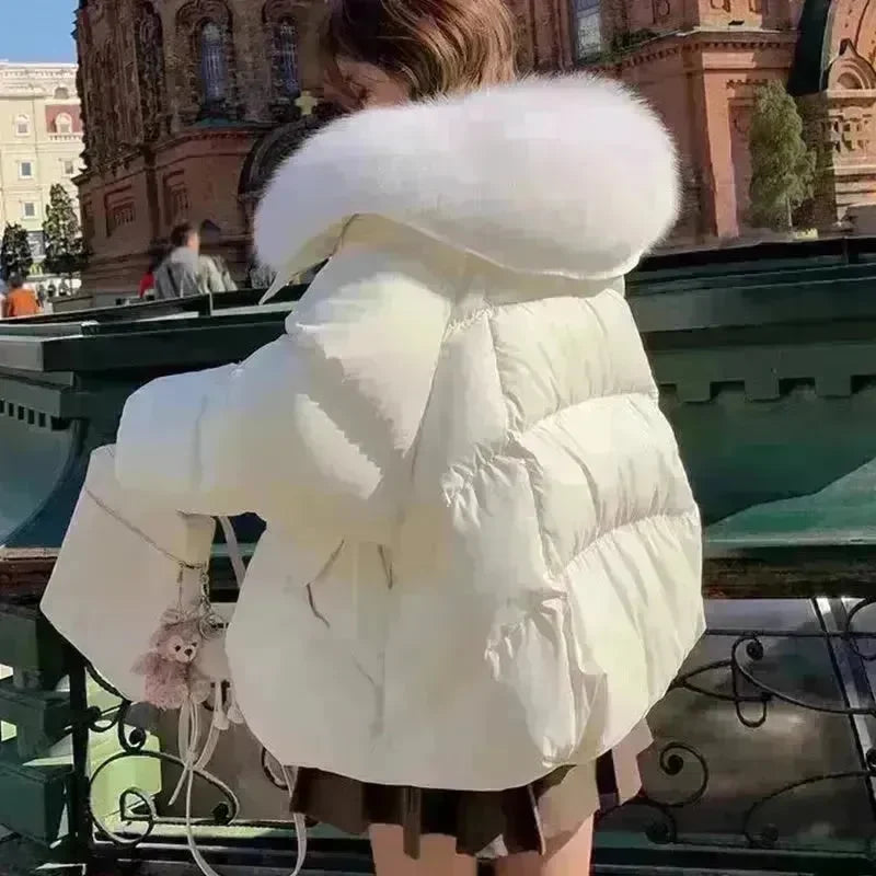 Women Cotton-padded Down Jacket Fur Collar Thick Puffer Winter Coat - EX-STOCK CANADA