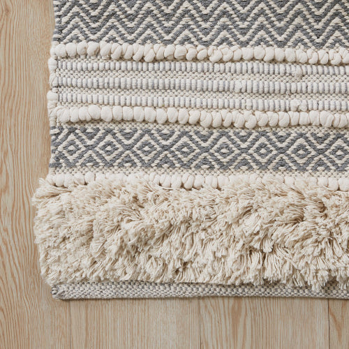 Woven Texture Stripe Bath Rug Grey 20x32 EX-STOCK