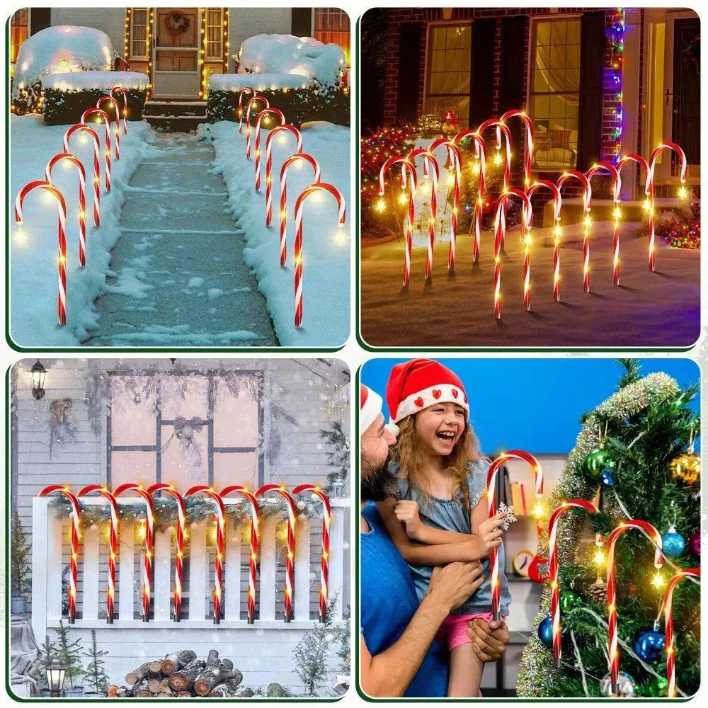 Set di lampada canna da canna da fuoco solare di Natale di 8