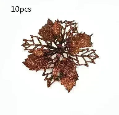 Glitter Artifical Christmas Flowers Christmas Tree Decorations For Home Fake Flowers Xmas Ornaments New Year Decor - EX-STOCK CANADA