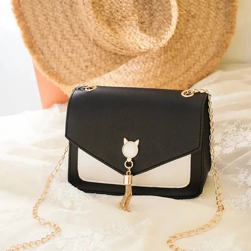 Small Messenger Bag New Sweet And Cute Cat Tassel Decoration Chain One Shoulder Small Square Bag Casual Messenger Bag - EX-STOCK CANADA