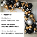 Black Gold Silver Balloon Garland Kit – 110pcs Party Decoration Set