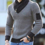 Independent Station Casual Slim Knit Pullover Long-sleeved Scarf Collar Sweater Men's EX-STOCK Canada 