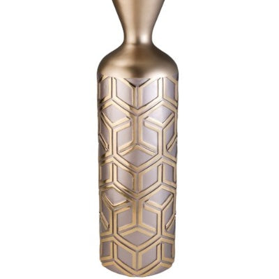 22 Tall Polyresin Decorative Vase, Weave Rose Gold Design EX-STOCK