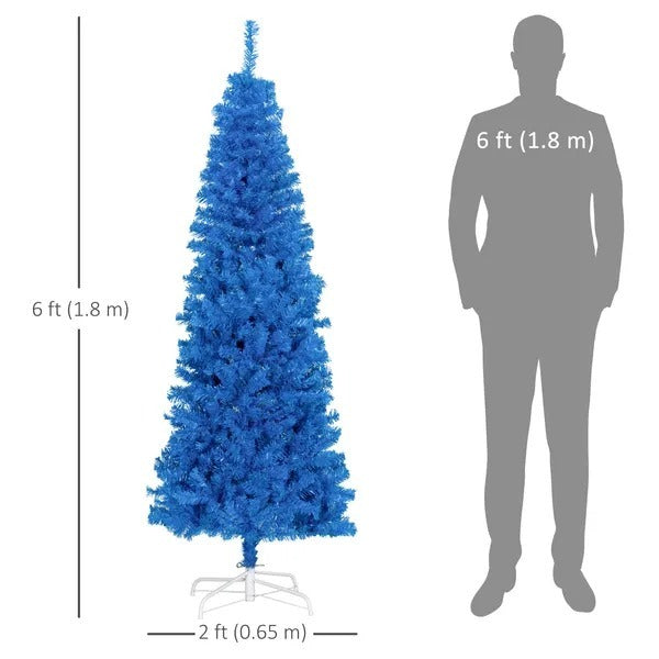 6FT Pencil Christmas Tree, Artificial Christmas Tree With Automatic Open For Home Party, Blue EX-STOCK Canada 