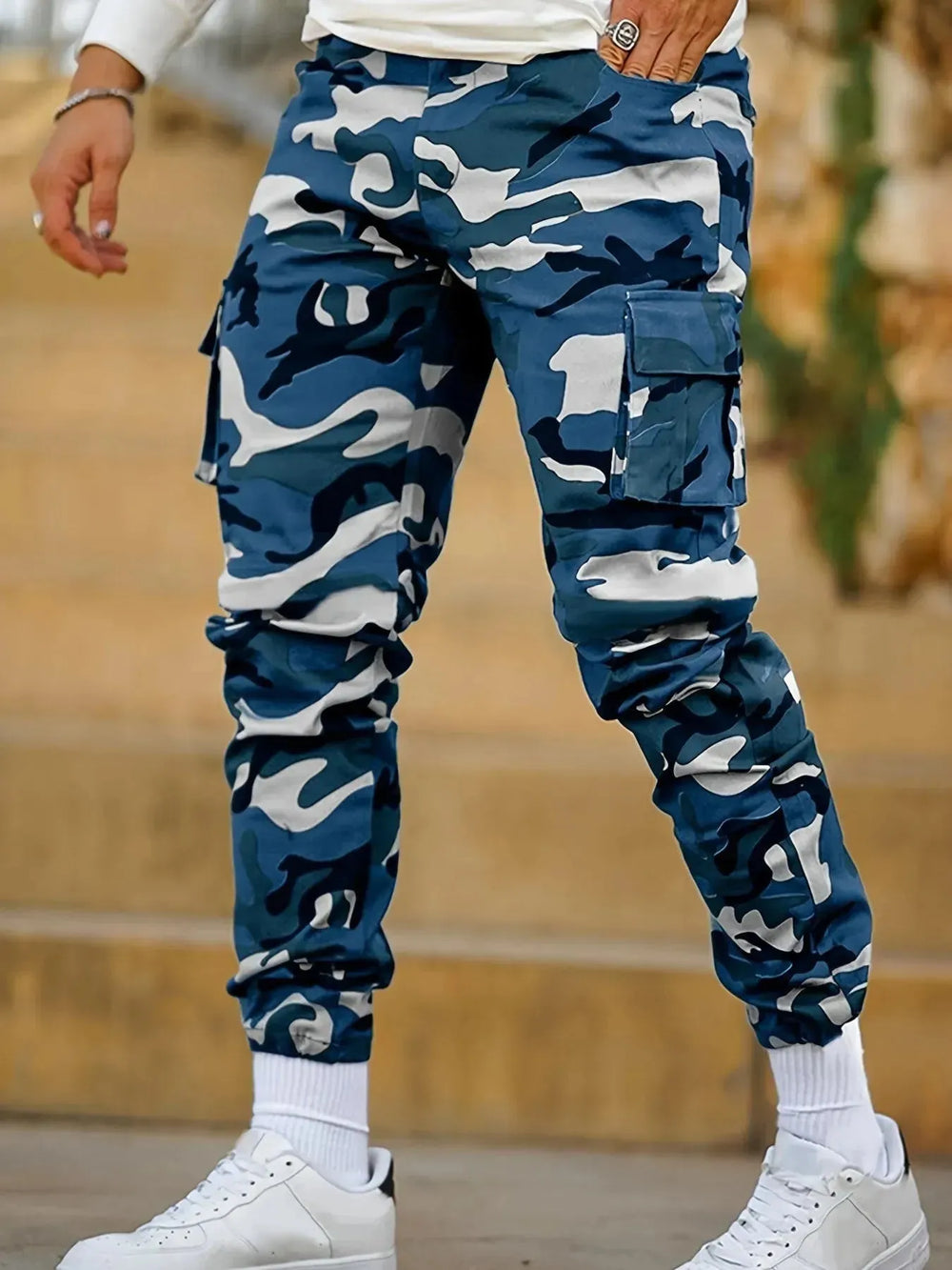 Multi-pocket Camouflage Ankle-tied Men's Military Casual Cargo Slim fit Pants trouser - EX-STOCK CANADA