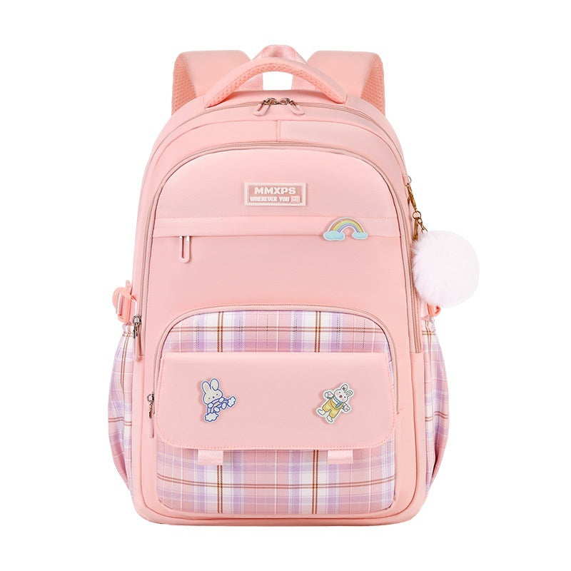 Primary School Student Schoolbag Girls' Plaid Backpack EX-STOCK