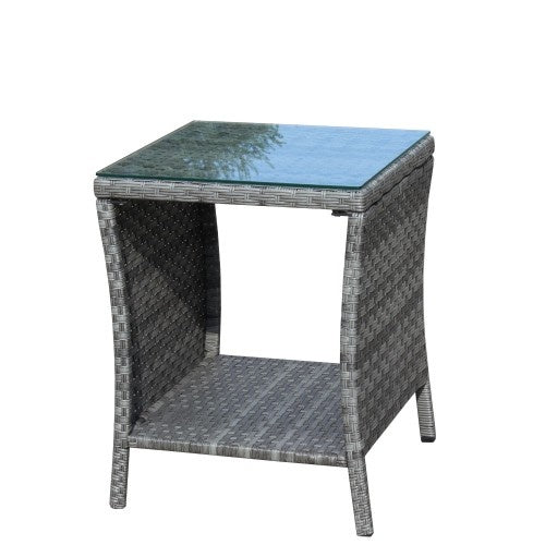 Mobilier de patio extérieur 1 table basse avec verre trempé transparentEX-STOCK Canada 