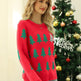 Women's Jacquard Christmas Tree Long Sleeve Red Christmas Sweater EX-STOCK Canada 