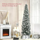 7.5ft Flocked Christmas Tree, Pencil Christmas Tree With Realistic Branch Tips, Folding Metal Stand, Green EX-STOCK Canada 