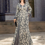 V-neck Satin Printed Muslim Dress - EX-STOCK Canada