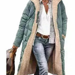 Classy Fleece lined Long Hooded Puffer Winter coat workwear  for women