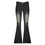 Printed Worn Baggy Jeans Pant Slimming Washed Women - EX-STOCK CANADA